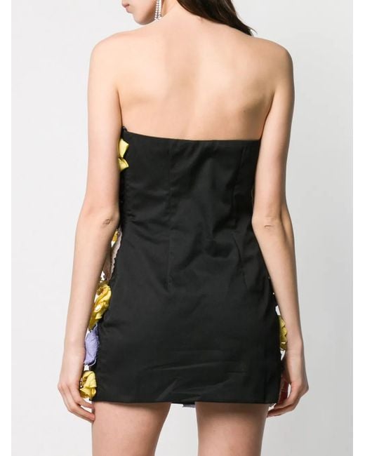 The Attico Black Strapless Embellished Mini Dress