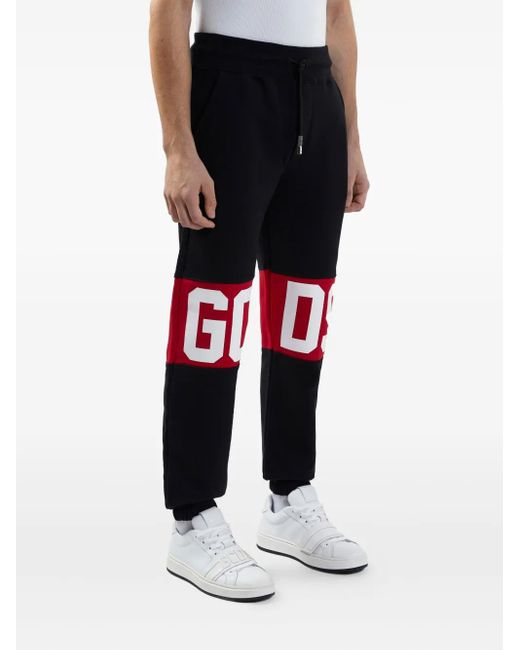 Gcds Black Band-Logo Track Pants for men