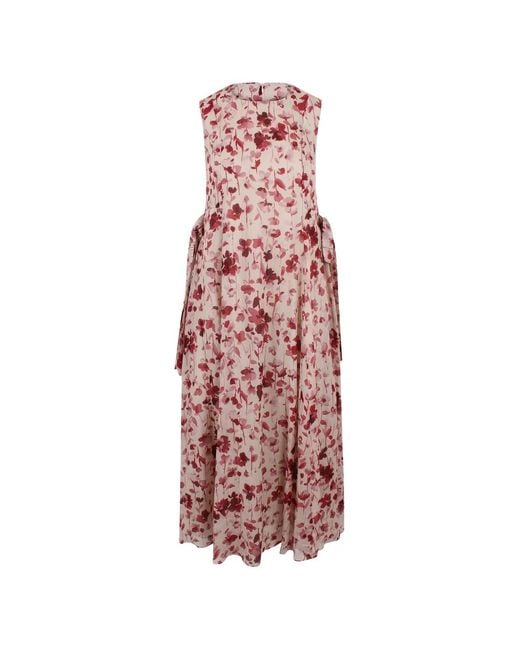 Max Mara White Floral-Print Tie-Waist Dress