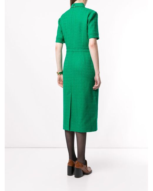 Abito a maniche corteGucci in Tweed di colore Verde | Lyst