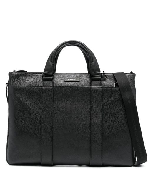 Piquadro Black Expandable Laptop Bag for men