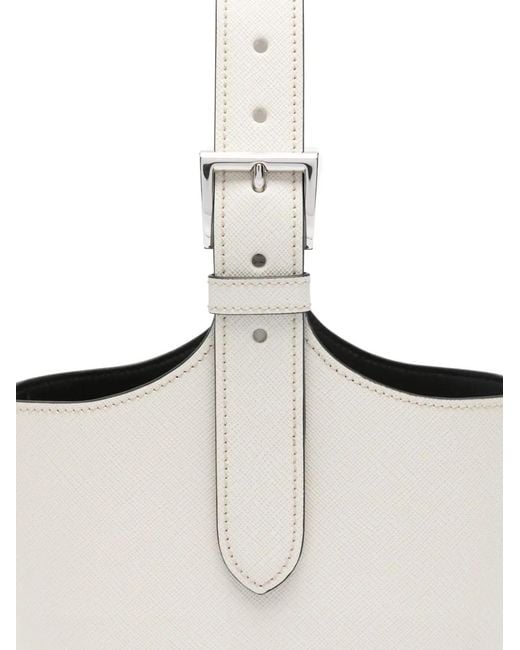Prada White Sac Seau À Logo Imprimé