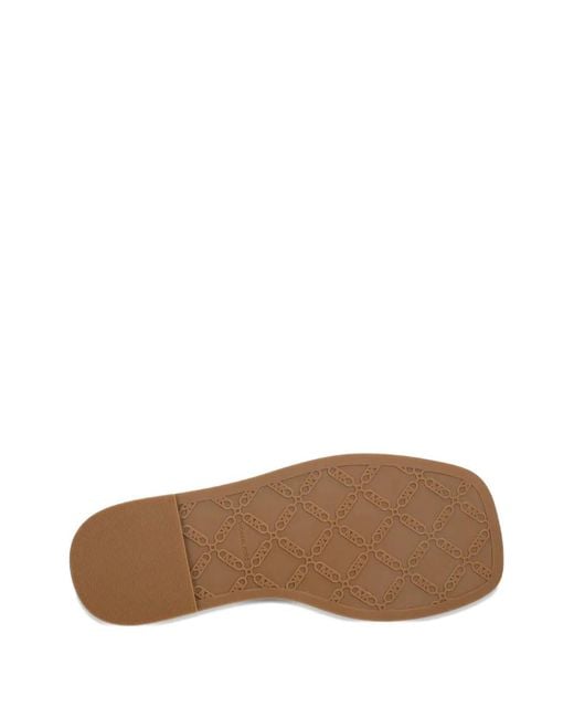 MICHAEL Michael Kors White Milan Logo-Plaque Flat Sandals