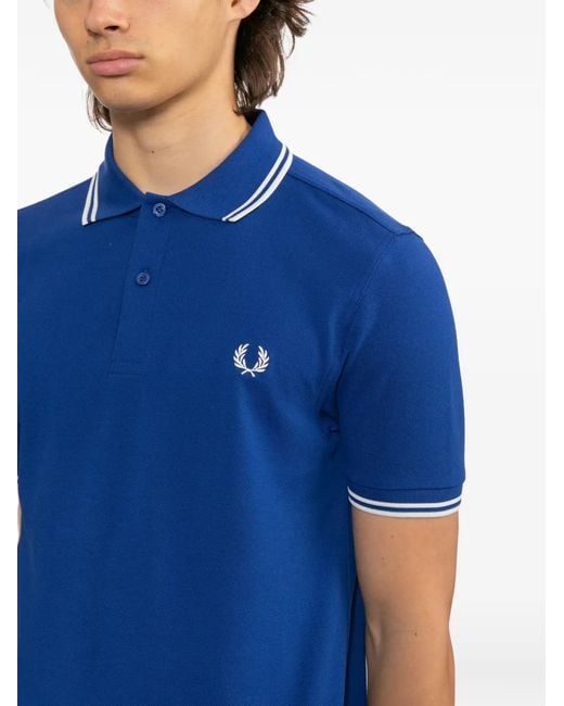 Fred Perry Blue Logo-Embroidered Polo Shirt for men