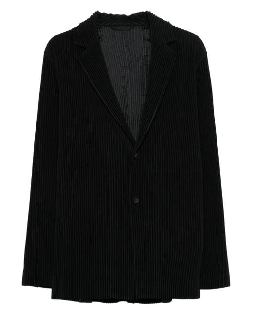 Homme Plissé Issey Miyake Black Pleated Button Blazer for men