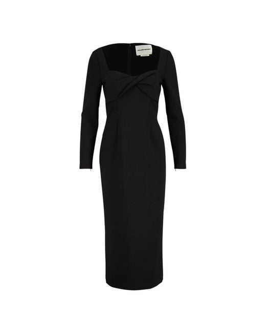 Roland Mouret Black Twist-Detail Long-Sleeve Dress