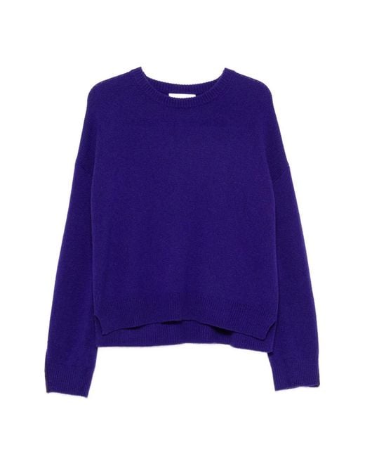 Bompard Purple Ribbed-Knit Sweater