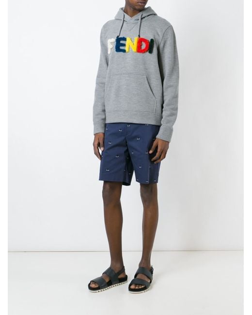 Fendi Logo Hoodie in Gray for Men Lyst