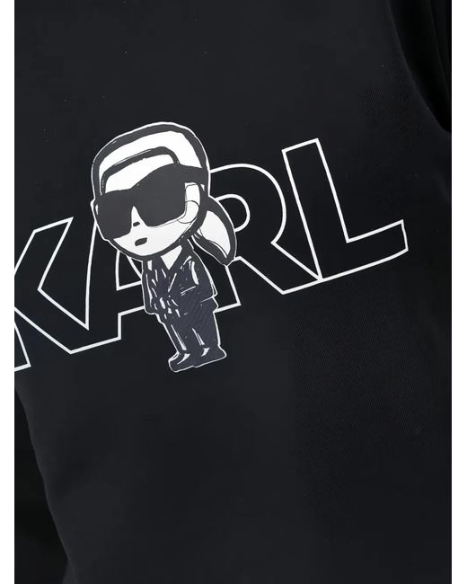 Karl Lagerfeld Black Logo-Print Cotton Sweatshirt