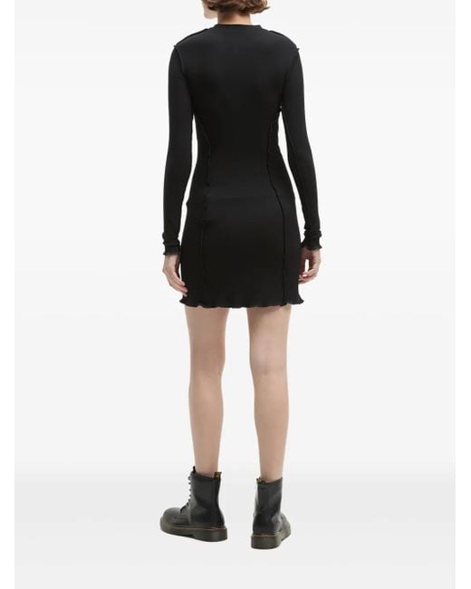 Palm Angels Black Logo Ribbed Mini Dress