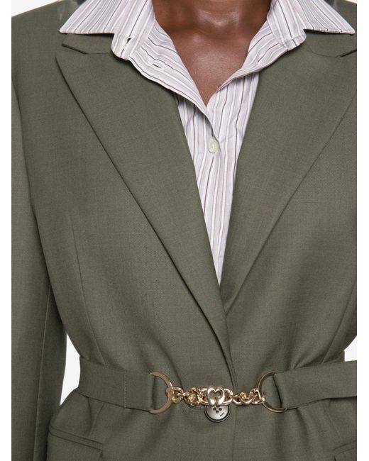 Maje Green Belted Tailored-Collar Blazer