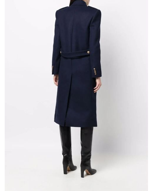 Saint Laurent Blue Double-Breasted Tailored Coat