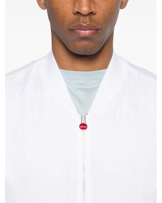 Kiton White Linen Bomber Jacket for men