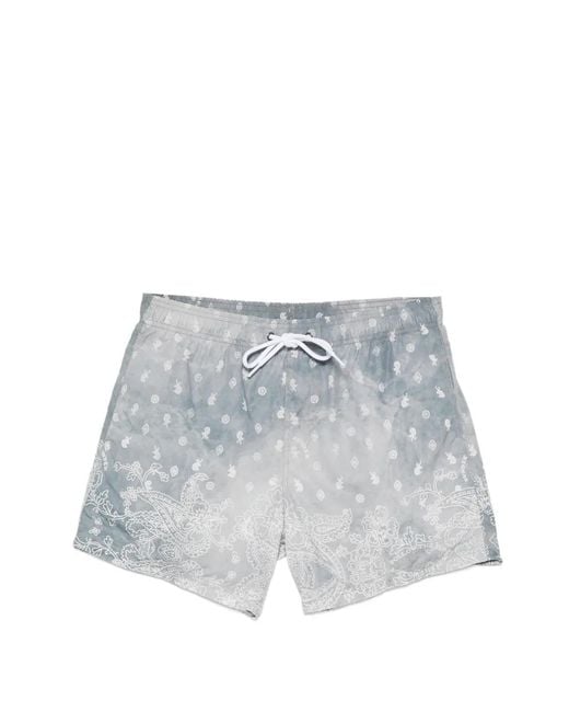 Sundek White Paisley-Print Drawstring Swim Shorts for men
