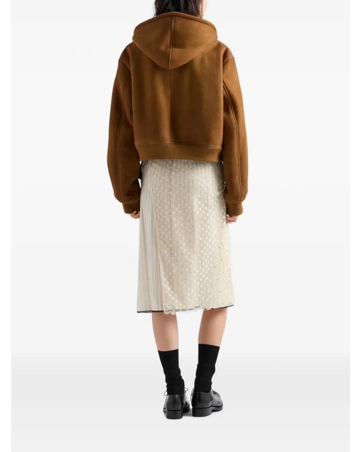 Prada Brown Hooded Shearling Jacket