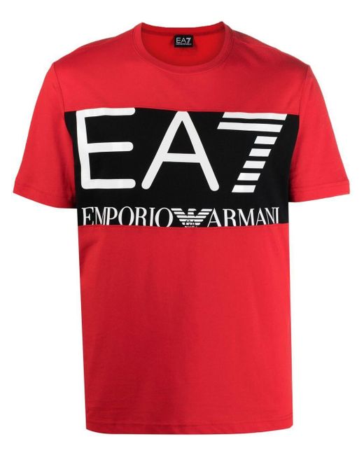 T-shirt colour block à logo imprimé Coton EA7 pour homme en coloris Noir Homme T-shirts T-shirts EA7 