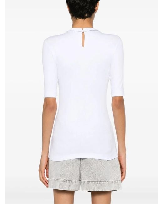 Brunello Cucinelli White Cotton 3/4 Sleeve T-Shirt