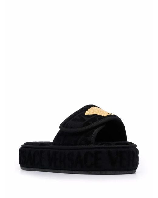 Versace Black Allover Slippers