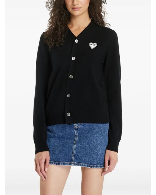 COMME DES GARÇONS PLAY Black Heart-Patch Wool Cardigan