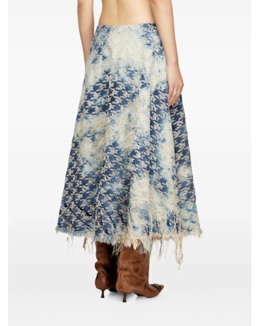 Falda vaquera con motivo pied de poule DIESEL de color Blue