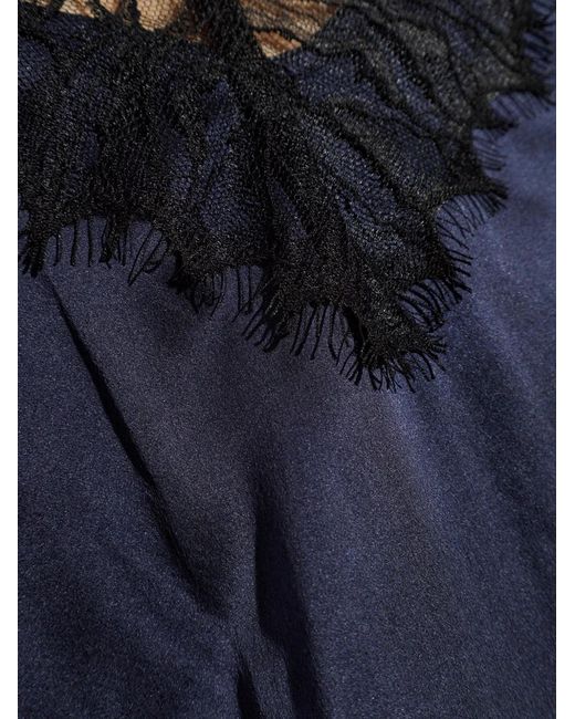 IRO Blue Bailar Lace-Trim Midi Dress