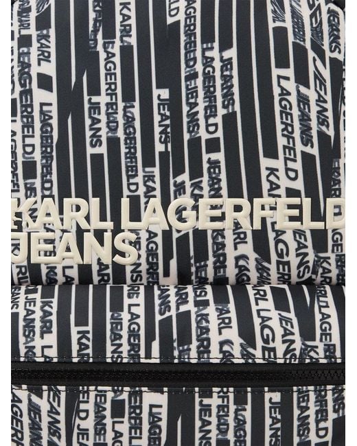 Karl Lagerfeld Black All-Over Print Backpack for men