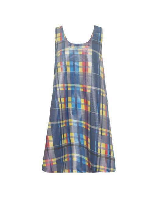 Enfold Blue Plaid Sleeveless Mini Dress