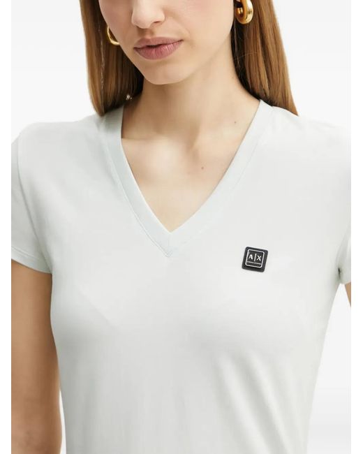 ARMANI EXCHANGE White V-Neck T-Shirt