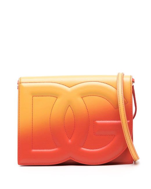 Dolce & Gabbana Orange Logo-embossed Ombré-print Crossbody Bag