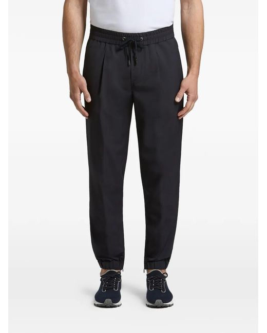 Peserico Black Drawstring-Waist Zip-Cuff Track Pants for men