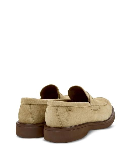 Camper Brown Norman Penny-Detail Suede Loafers for men