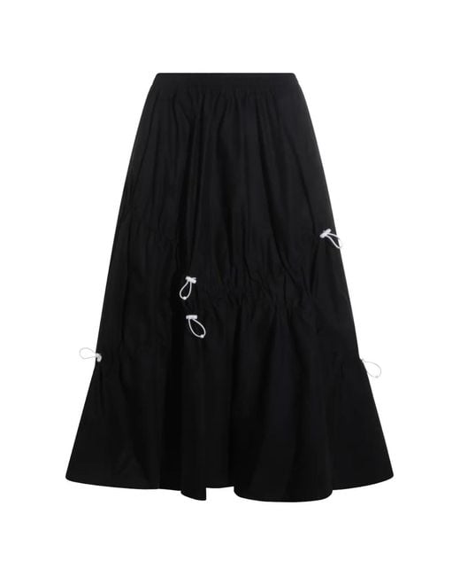 Moschino Black Drawstring Midi Skirt