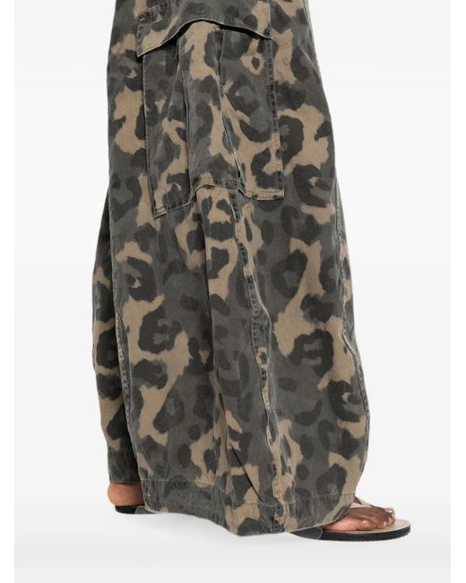 R13 Gray Leopard-Print Cotton Cargo Pants