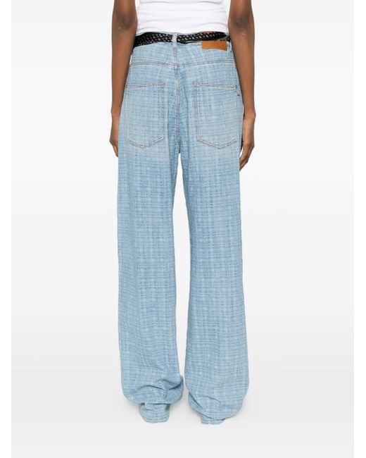 Ermanno Scervino Blue Check-Pattern Belted Jeans