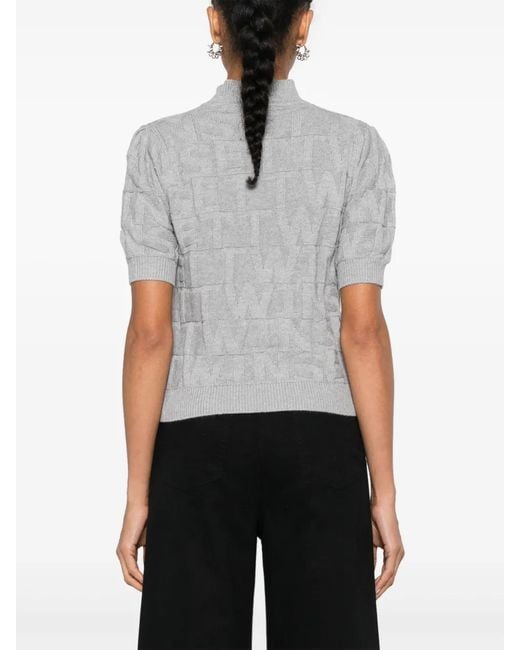 Twinset Gray Intarsia-Logo Jumper