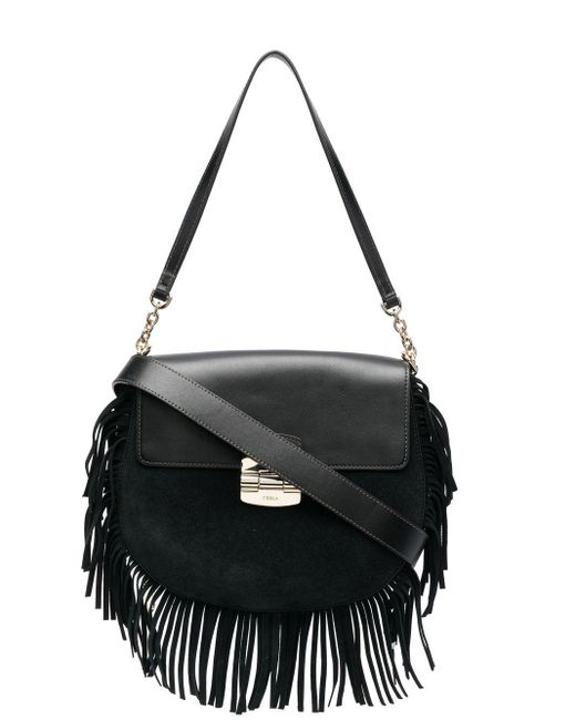 Furla Leather Fringed Crossbody Bag in Black Lyst Australia