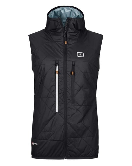 Ortovox Black Swisswool Piz Boè Quilted Hooded Gilet