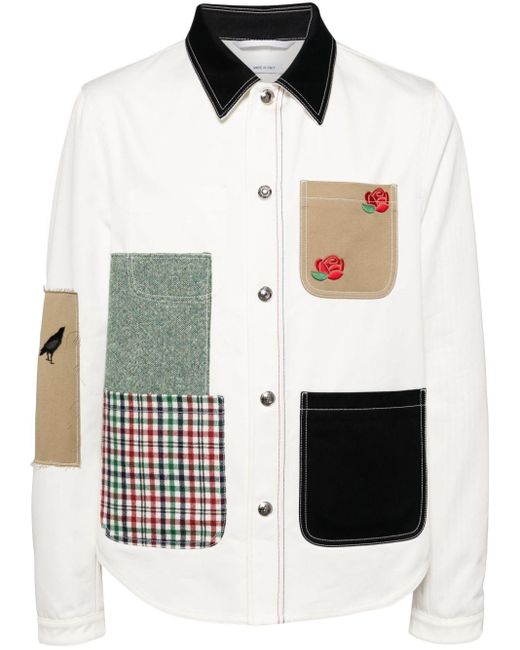 Thom Browne White Embroidery Cotton Jacket for men