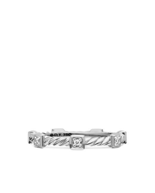 David Yurman White 18Kt Cable Collectibles Diamond Stack Ring (2Mm)