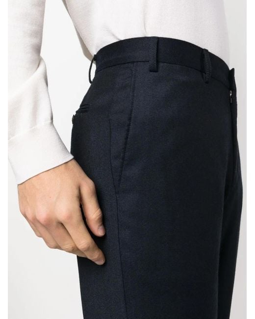 Canali Blue Tailored Wool Trousers for men