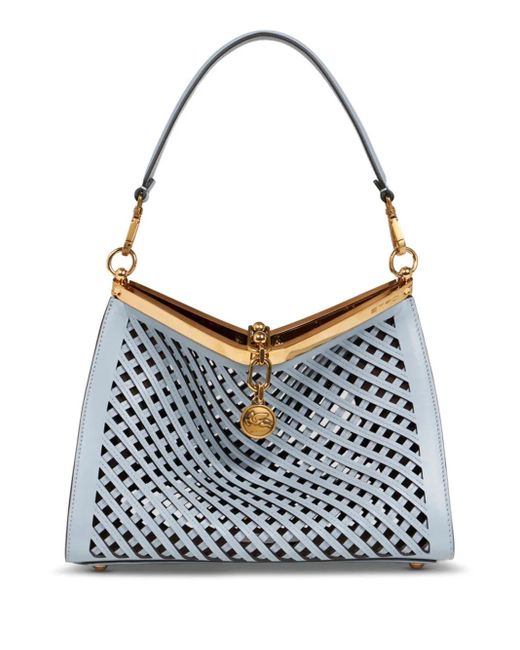 Etro Blue Medium Vela Bag With Cut-Outs