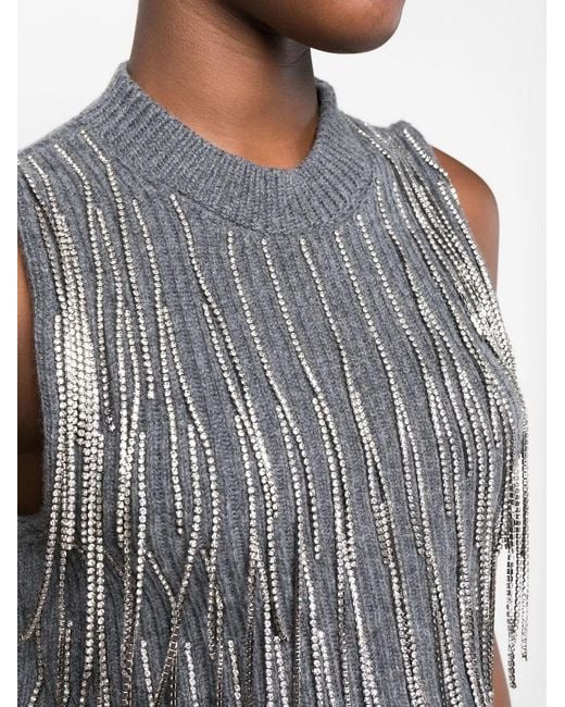 Philosophy Di Lorenzo Serafini Black Crystal-Fringe Vest Top