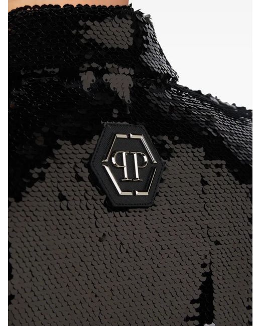 Philipp Plein Black Sequin-Embellished Blazer