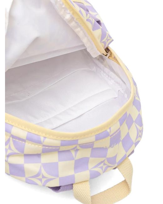 Doughnut White Mini Plus One Kaleido Checkerboard-Print Logo-Patch Backpack