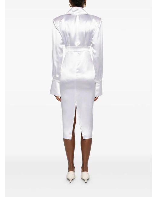 Vestiaire d'un Oiseau Libre パデッドショルダー ミディドレス White