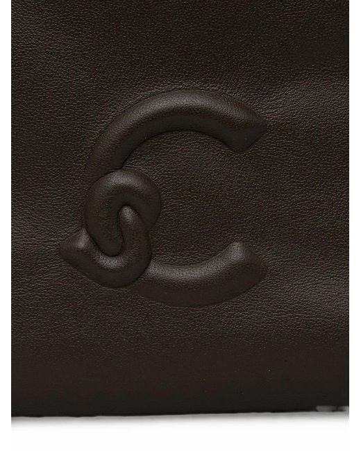 Coccinelle Black Embossed-Logo Foldover Shoulder Bag