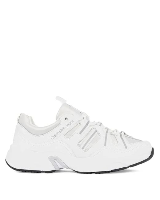 Calvin Klein White Logo-Print Sneakers