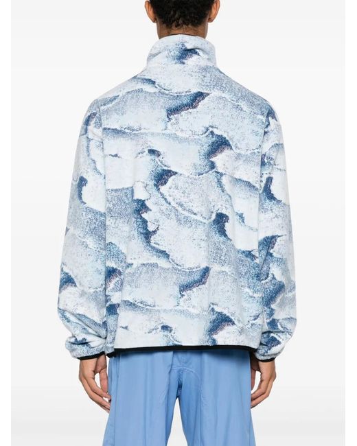 Bonsai Blue Salt Abstract-Print Zip-Up Jacket for men