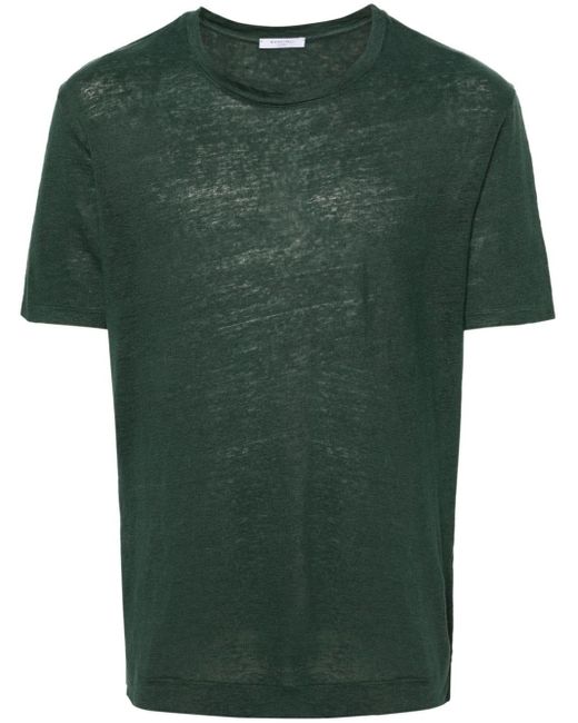 Boglioli Linnen T-shirt Met Ronde Hals in het Green voor heren