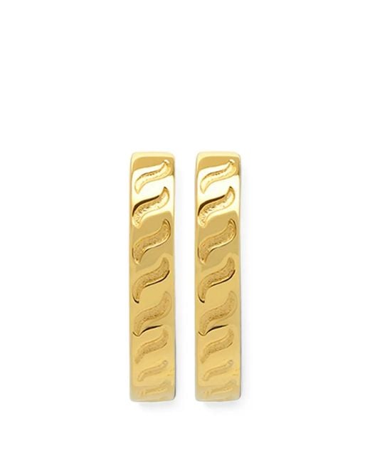 Yoj Metallic Midi Rorun Engraved Hoop Earrings